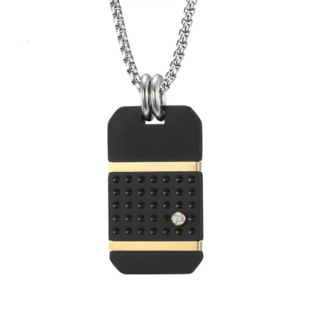 

Stainless Steel Hip Hop Crystal Stone Dog Tag Pendant Necklace Jewelry Gift For Him