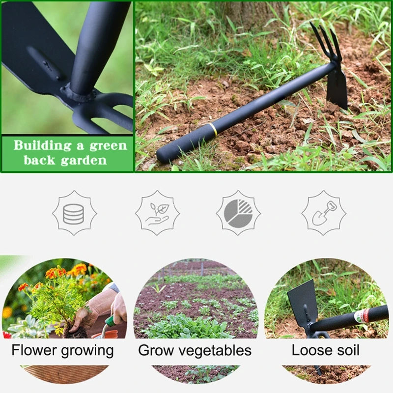 

Anti-bending Small Hoe Head Combination Manganese Steel 2 in 1 Double Garden Tool for Weeding and Digging Gardening