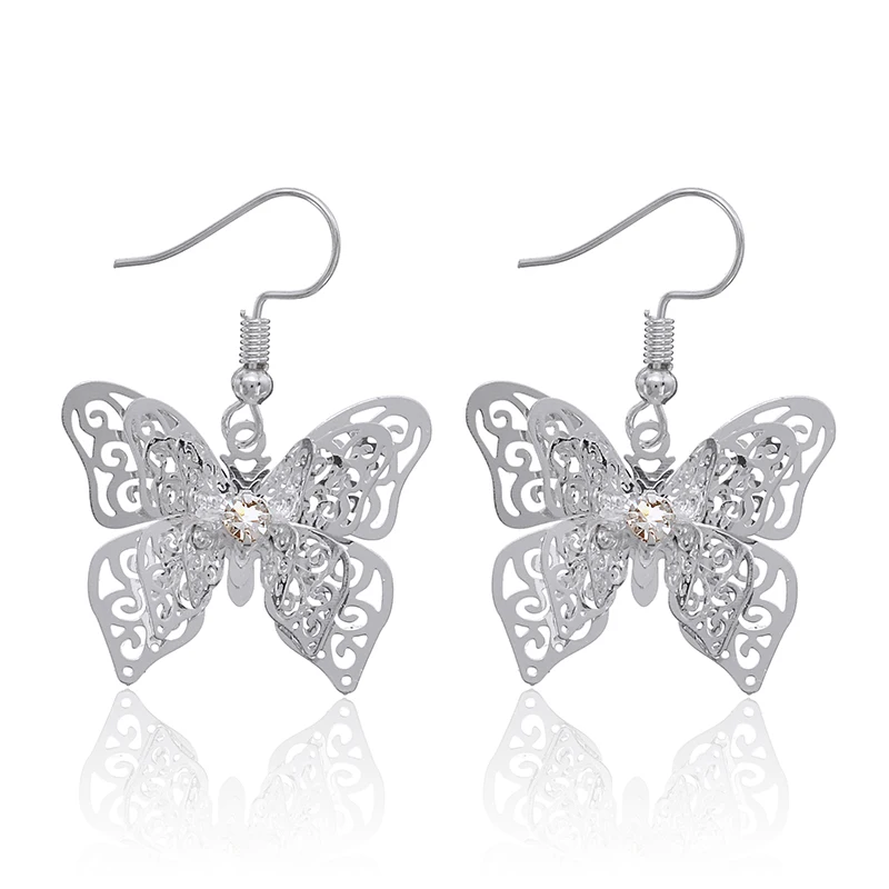 Богемные посеребренные висячие серьги Shellhard геометрические серьги-бабочки с