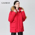 GASMAN женские зимние пальто 2021 красная Короткая Меховая пуховая куртка с помпоном на молнии Модная парка с карманами повседневное женское пальто 17235