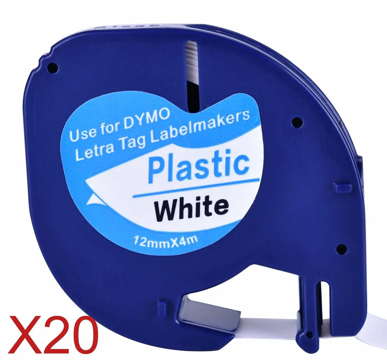 20 пластмассовых лент для этикеток Dymo LetraTag QX 50 XR XM 2000 Plus совместимы с черно белыми
