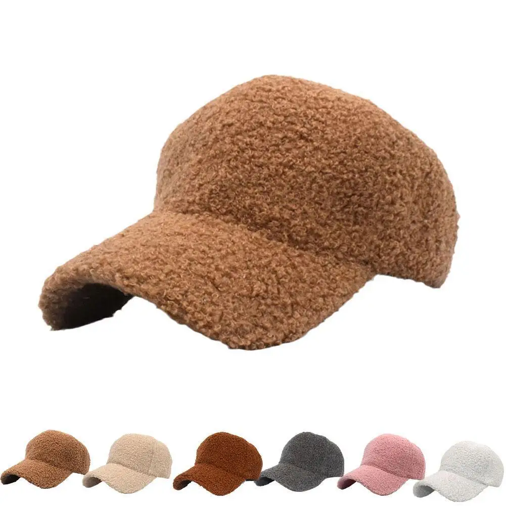 

1Pc 2021 Outdoor Warm Winter Cap Wool Thicken Baseball Cap Women Girls Adjustable Hip-Hop Hat Visor 56-60cm