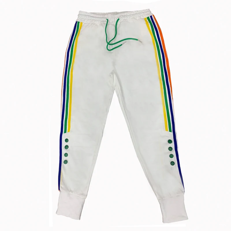 

Women Jogger Pants Fashion 2021 New Spring And Autumn Female Ankle-Length Pants Stripe Buttons Teenager Girls Black White N97