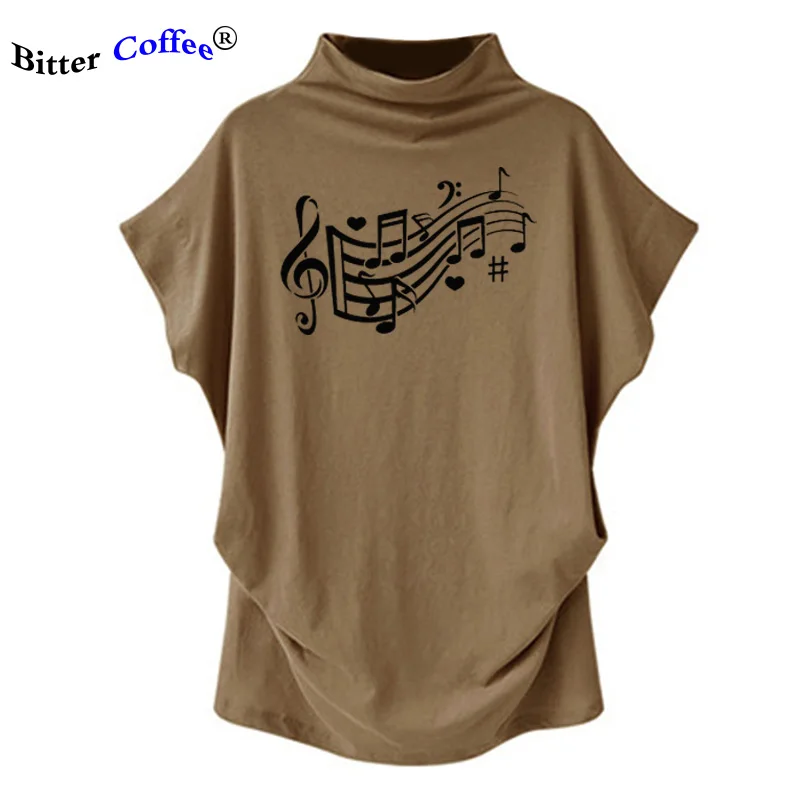 Женская футболка с рукавом летучая мышь летняя принтом музыкальных нот сердец