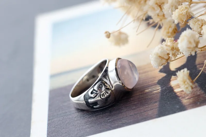Женское кольцо из тайского серебра 100% пробы с розовым кристаллом | Украшения и