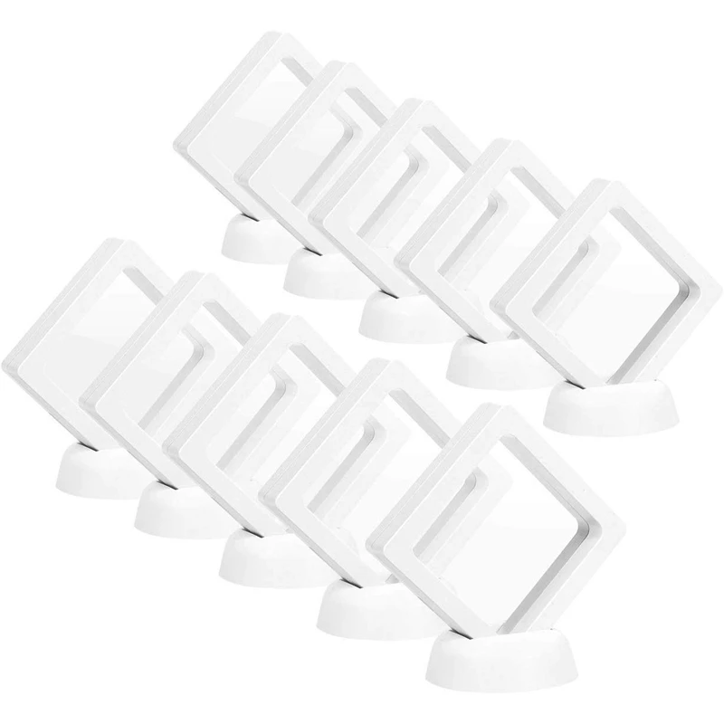

Coin Display Box - Set of 30 3D Floating Frame Display Holder with Stands For Challenge Coins, Medallions, Jewelry, White, 2.75