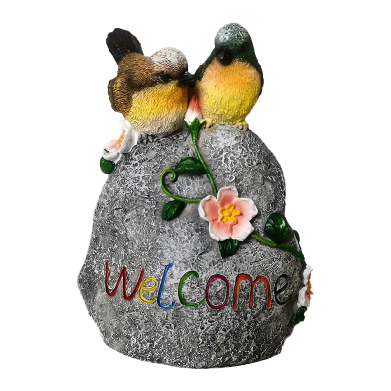 С двумя птицами каменная статуя из смолы приветственный знак скульптура для дома