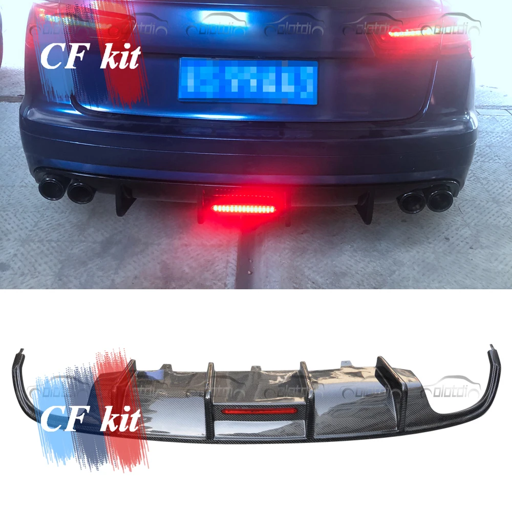 CF комплект OTD стиль углеродное волокно задний бампер диффузор спойлер для Audi A6
