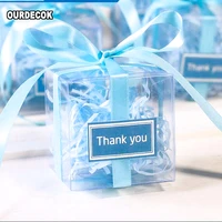 100 pieceslot clear square pvc birthday gift box wedding favor holder transparent chocolate candy boxes 5x5x5cm