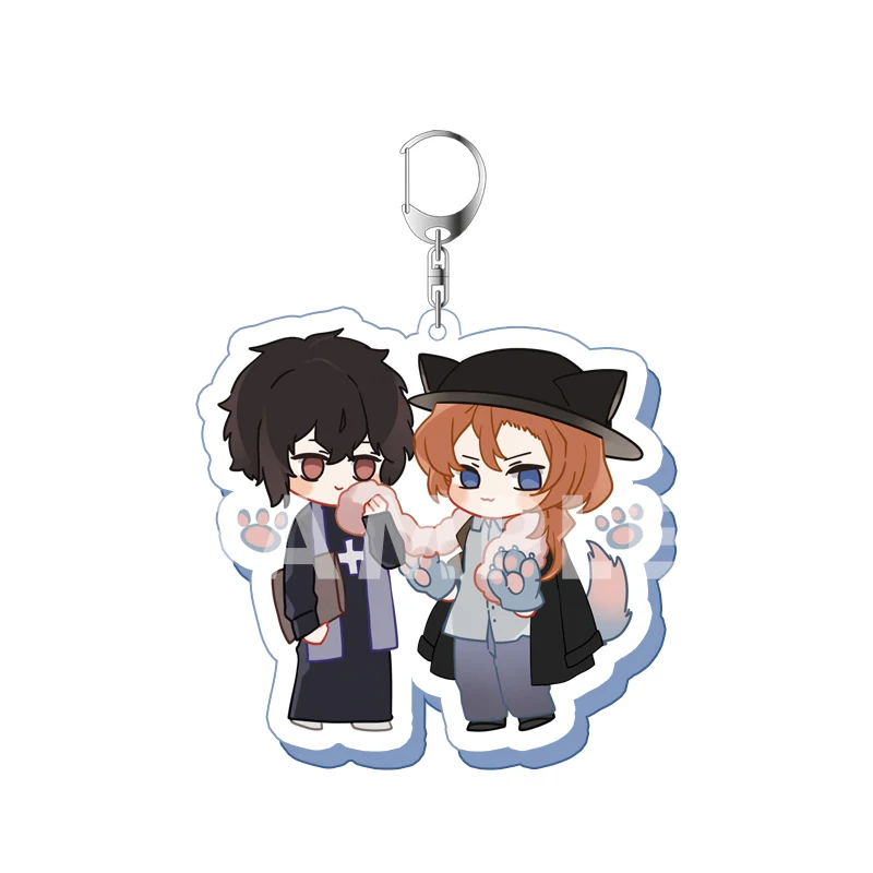 

Bungo Stray Dogs Anime Cosplay Acrylic Charm Keychains Dazai Osamu Nakahara Chuuya Double Sided Pendant Keyring Collection
