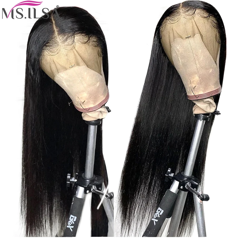 Бразильские 13x6 прямо Синтетические волосы на кружеве парики Черный Для женщин Синтетические волосы на кружеве человеческие волосы парики предварительно вырезанные Поддельные парики с детскими волосами Реми