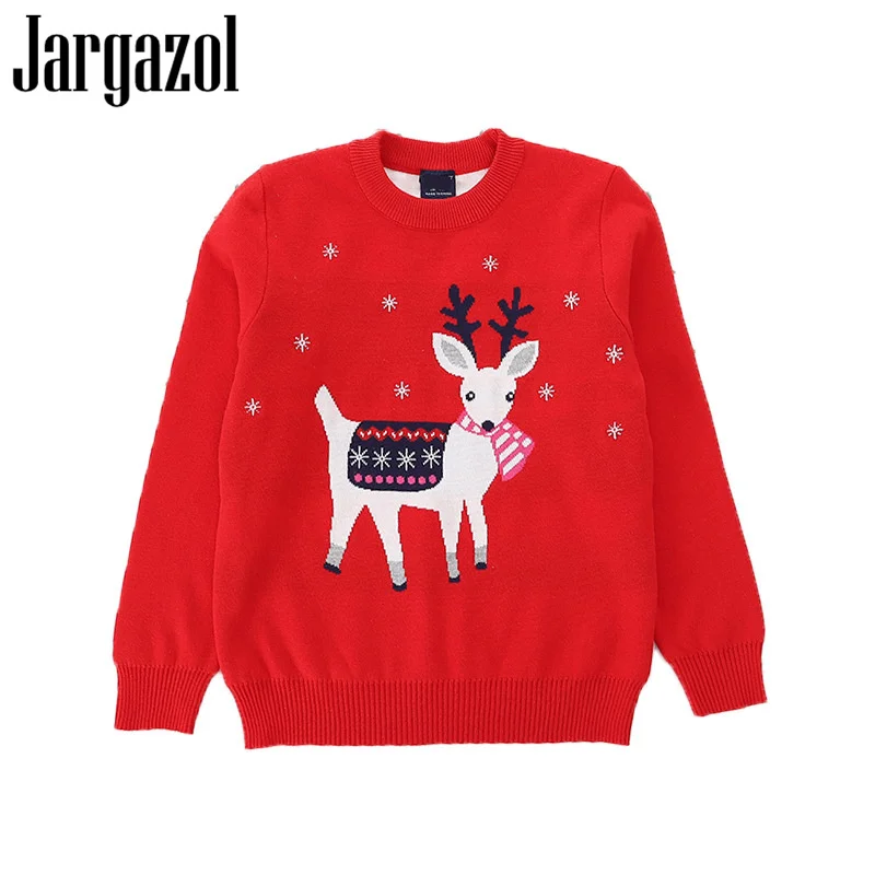 Jargazol рождественские топы свитер для девочек подростков Осенний вязаный костюм