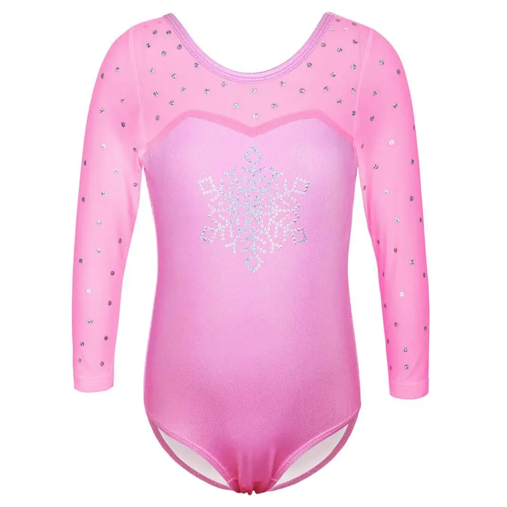 

BAOHULU трико с рукавом три четверти для девочек с принтом розовых снежинок одежда для гимнастики профессиональный костюм для балета