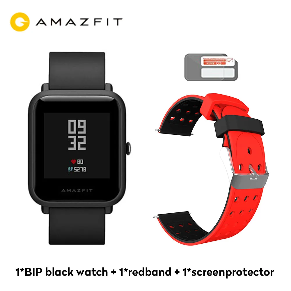 gps watch I redband Глобальная версия Amazfit Bip huami Смарт-часы gps 45 дней в режиме ожидания пульсометр Spainish русские умные часы для Android IOS - Цвет: gps watch I redband