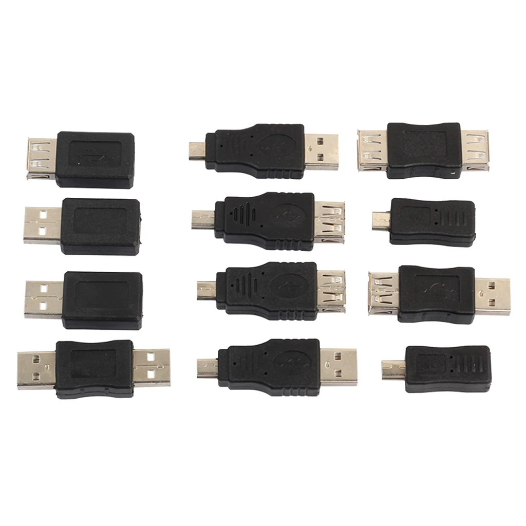 Комплект адаптеров 12 в 1 OTG разъем конвертер Micro USB / A Mini 5Pin Male Female|Аксессуары для
