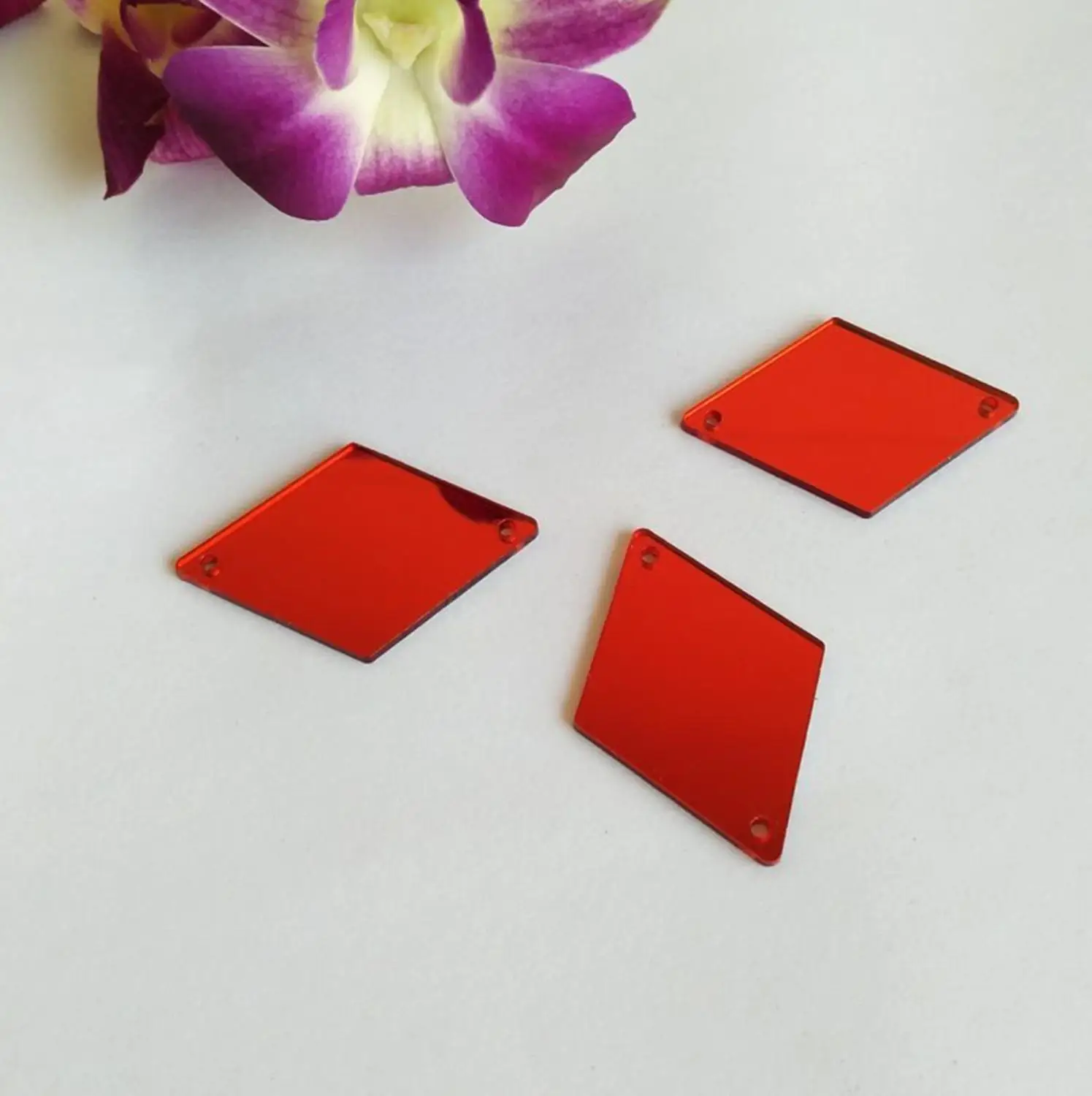 MEYA Новое поступление Пришивание 43x26 мм Алмазное зеркало с 2 отверстиями, Пришивание акриловое зеркало, DIY зеркальные Стразы