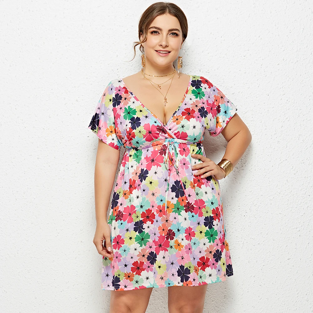 Vestido de manga corta Vintage para mujer, ropa con estampado bohemio de tamaño grande, informal para oficina y calle