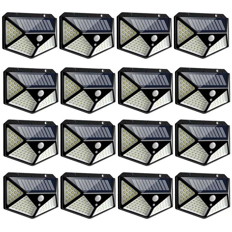 100 светодиодный солнечный светильник безопасности на открытом воздухе стенная