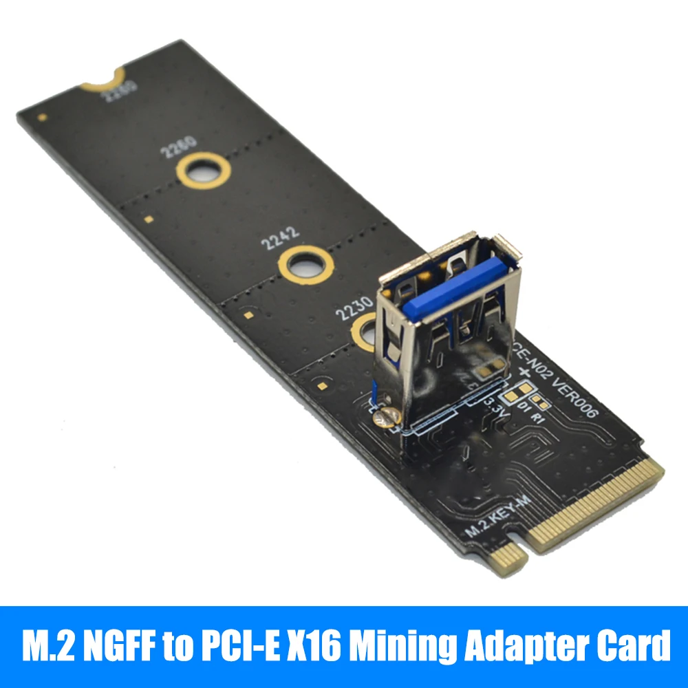 

M.2 to PCI-E X16 Slot Adapter Card NGFF Pcie Riser Card NVME VGA Extension Cable 4Pin 6Pin SATA for Miner Mining