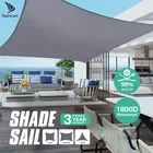 Серый квадратный водонепроницаемый навес с УФ-защитой, навес от солнца, навес с ветрозащитной веревкой для сада, пляжа, кемпинга, навес