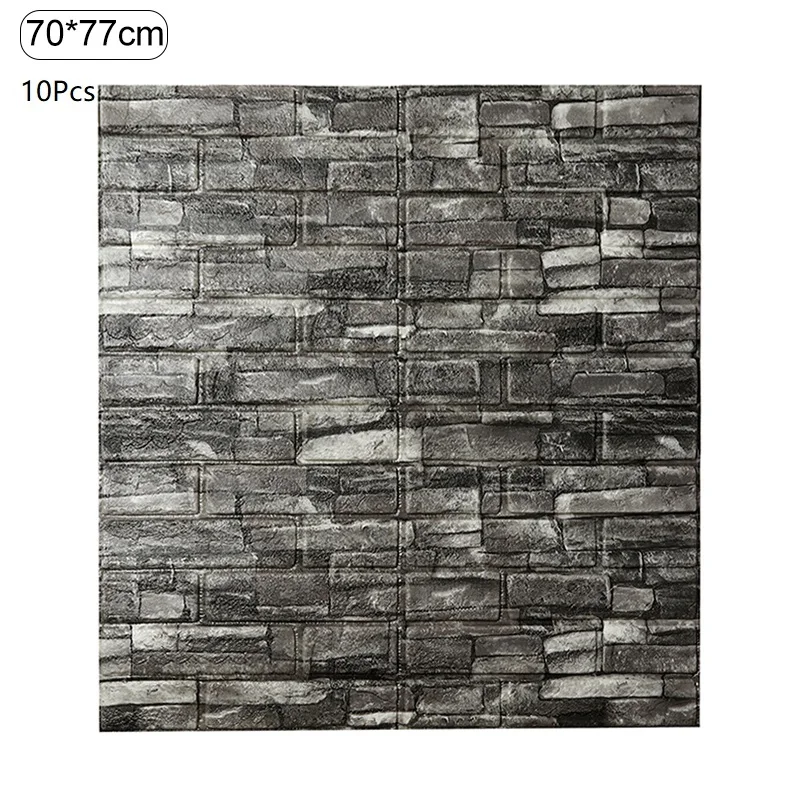 

10pcs 3D Brick Wall Stickers DIY Self Adhensive Decor Foam Waterproof Wall Covering Wallpaper For TV Background Kids Living Room