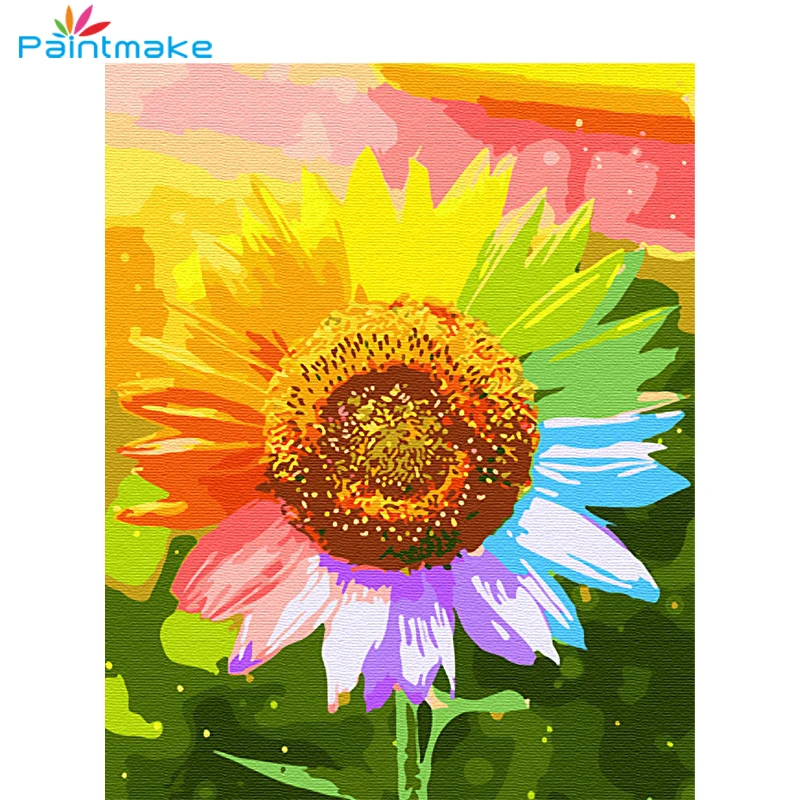 Paintmake Подсолнух DIY живопись по номерам цвет масло ручная роспись на холсте для