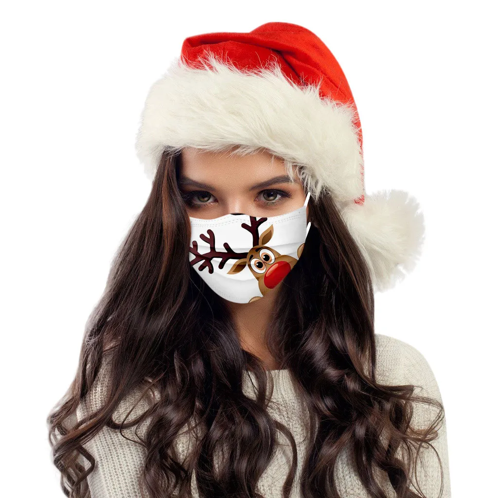 

10pc Adult Universal Disposable High-quality Christmas Printed Mask Windproof Anti-spitting Washable Disposable Protective Mask