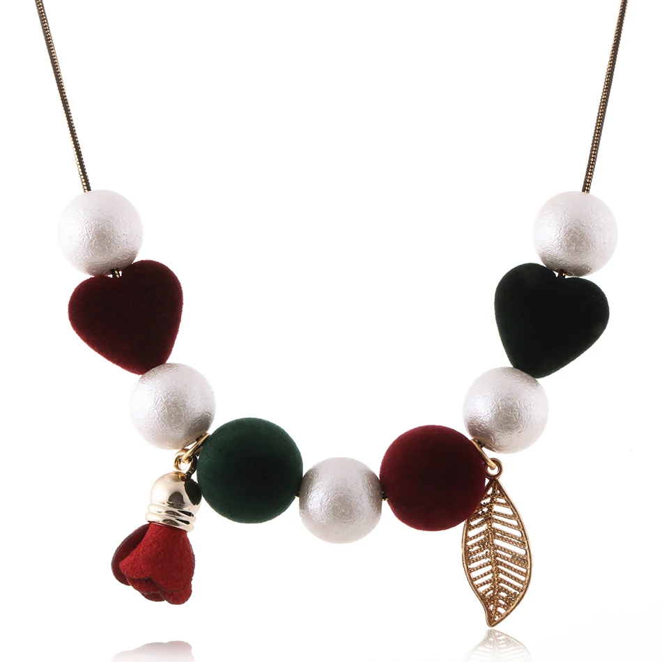 Женское Ожерелье в форме сердца с помпонами ожерелья и кулоны виде цветов