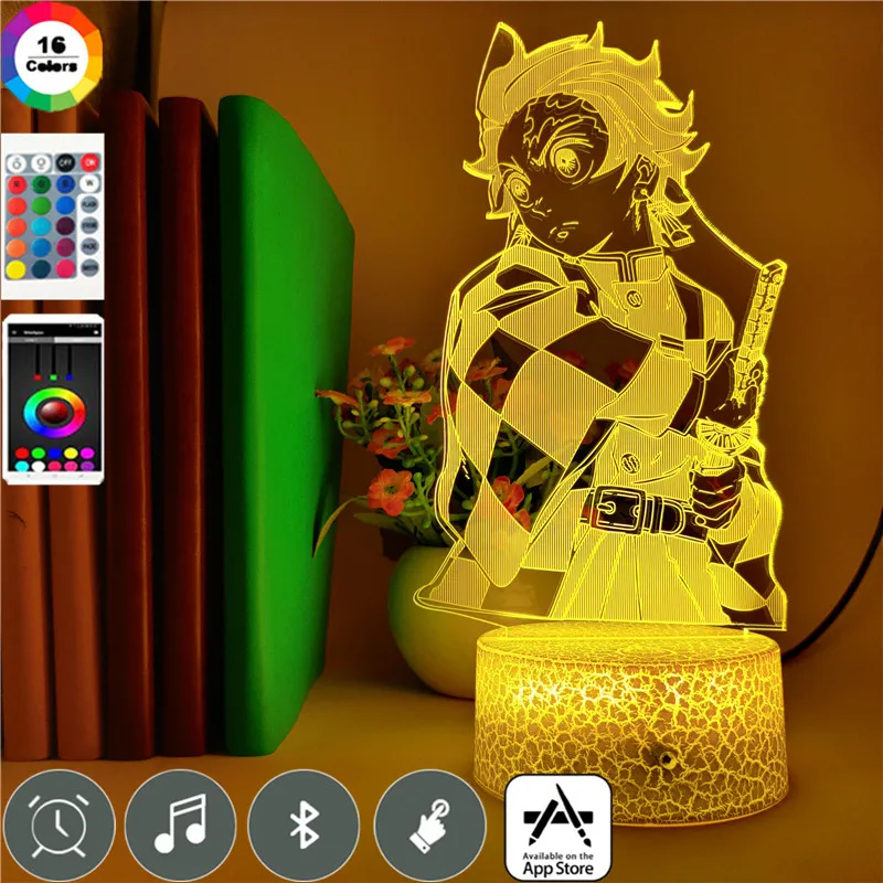 

Demon Slayer 3D Led Night Light Action Figures Kamado Tanjirou Anime RGB 7 Colors Model Toys Xmas Gift Clock Base Table Lamp