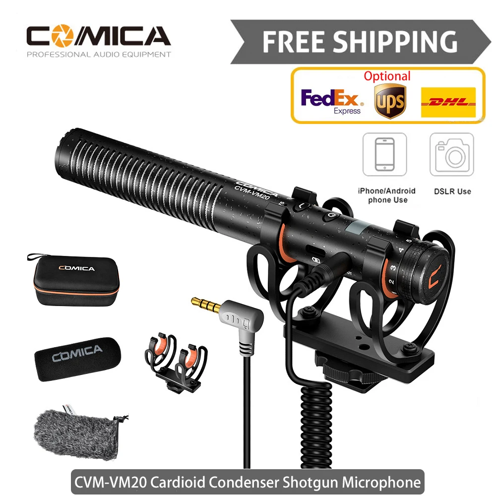 

Comica CVM-VM20 3.5mm Wired Condenser Recording Microphone Mini Studio Mic Vlog Interview Universal for Smartphone DSLR Camera