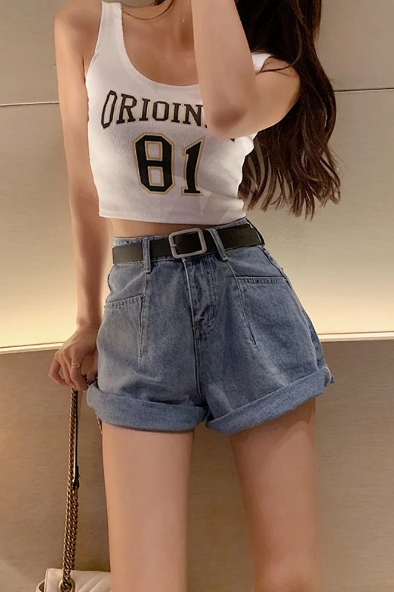 

Jeans Shorts Women Summer High Waisted Denim Shorts Jeans Women Short 2021 New Femme Push Up Skinny Slim Denim Shorts