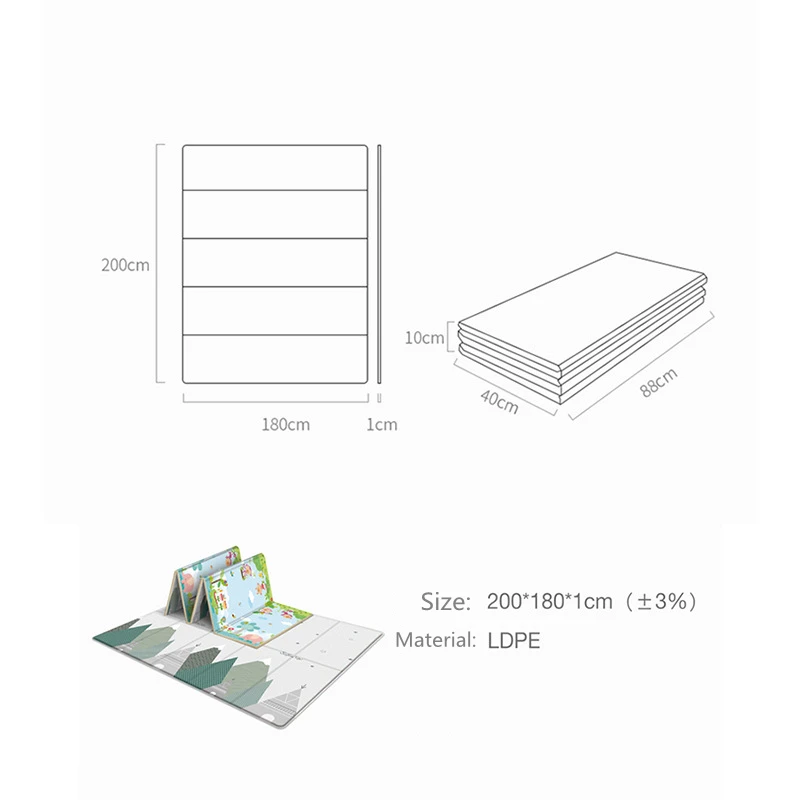 

Baby Play Mat Thickened Double Sides Baby Carpet Rug Developing Mat Children Game Pad Living Room 1.8*2m