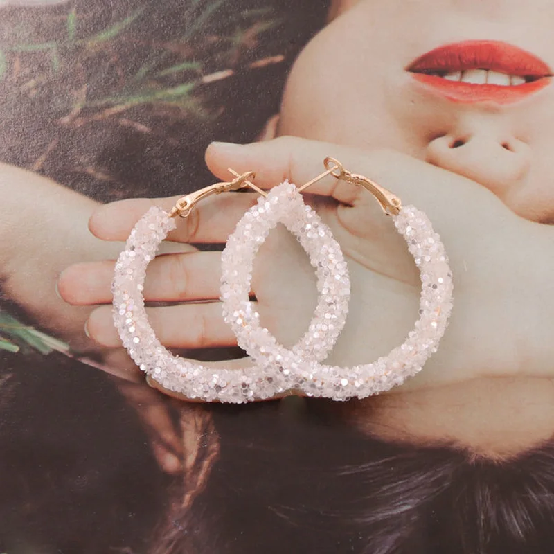 

Серьги-кольца Oorbellen для женщин, новинка 2022, полимерные блестящие серьги с блестками, Модная бижутерия, серьги, горячие украшения для женщин