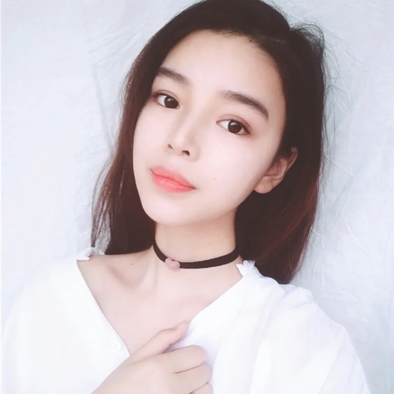 Простые винтажные корейские весенние новые розовые черные сердца короткие