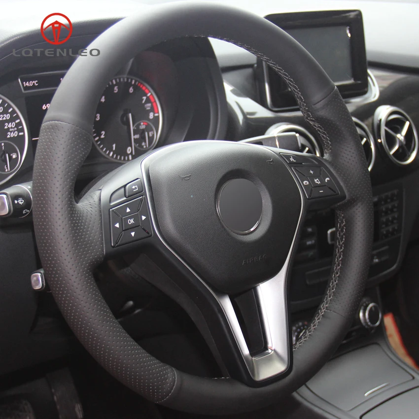LQTENLEO черный чехол рулевого колеса автомобиля из искусственной кожи для Mercedes Benz A