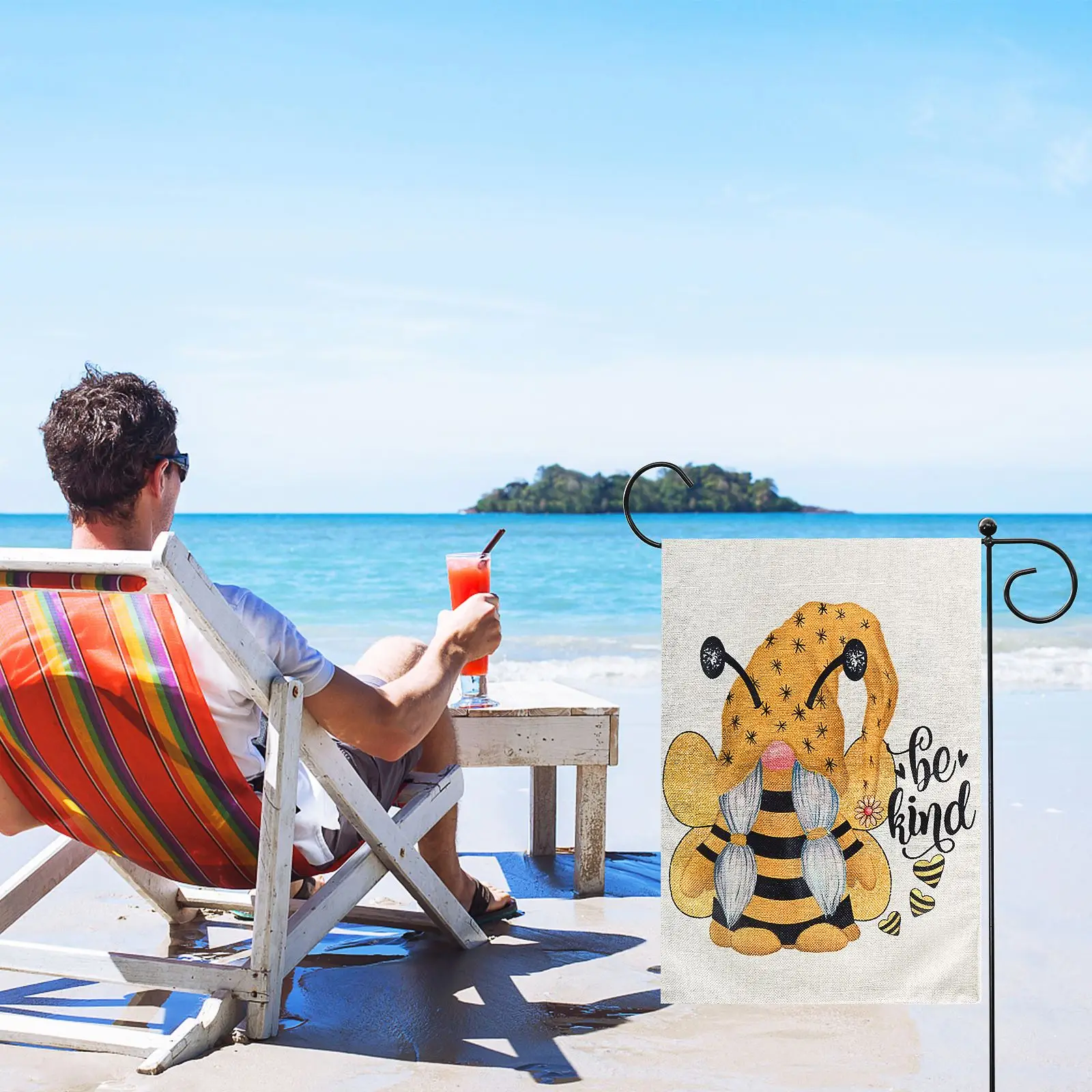 

Садовые флаги для улицы, летние садовые флаги в виде пчелы и гномов, прочные и двусторонние, добро пожаловать