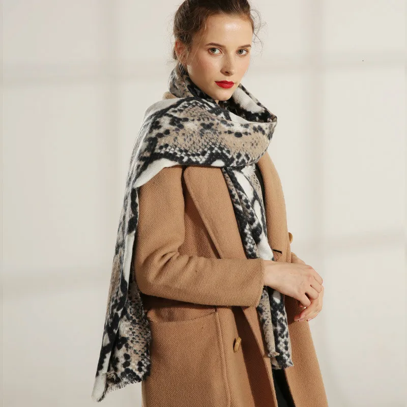 Зимний женский шарф со змеиным принтом пашмины Para Mujer Cachecol Feminino Inverno Szalik Damski шарфы