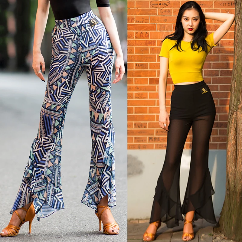 Последние латиноамериканские брюки женские танцевальные колокольчики