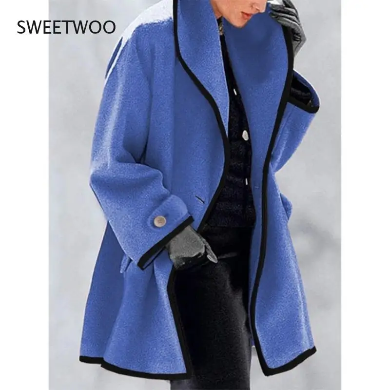 

Women Retro Single Button Solid Long Cardigan Jackets Autumn Long Sleeve Pocket Outwear 2021 Winter Hooded Blend Wool Coat Tops