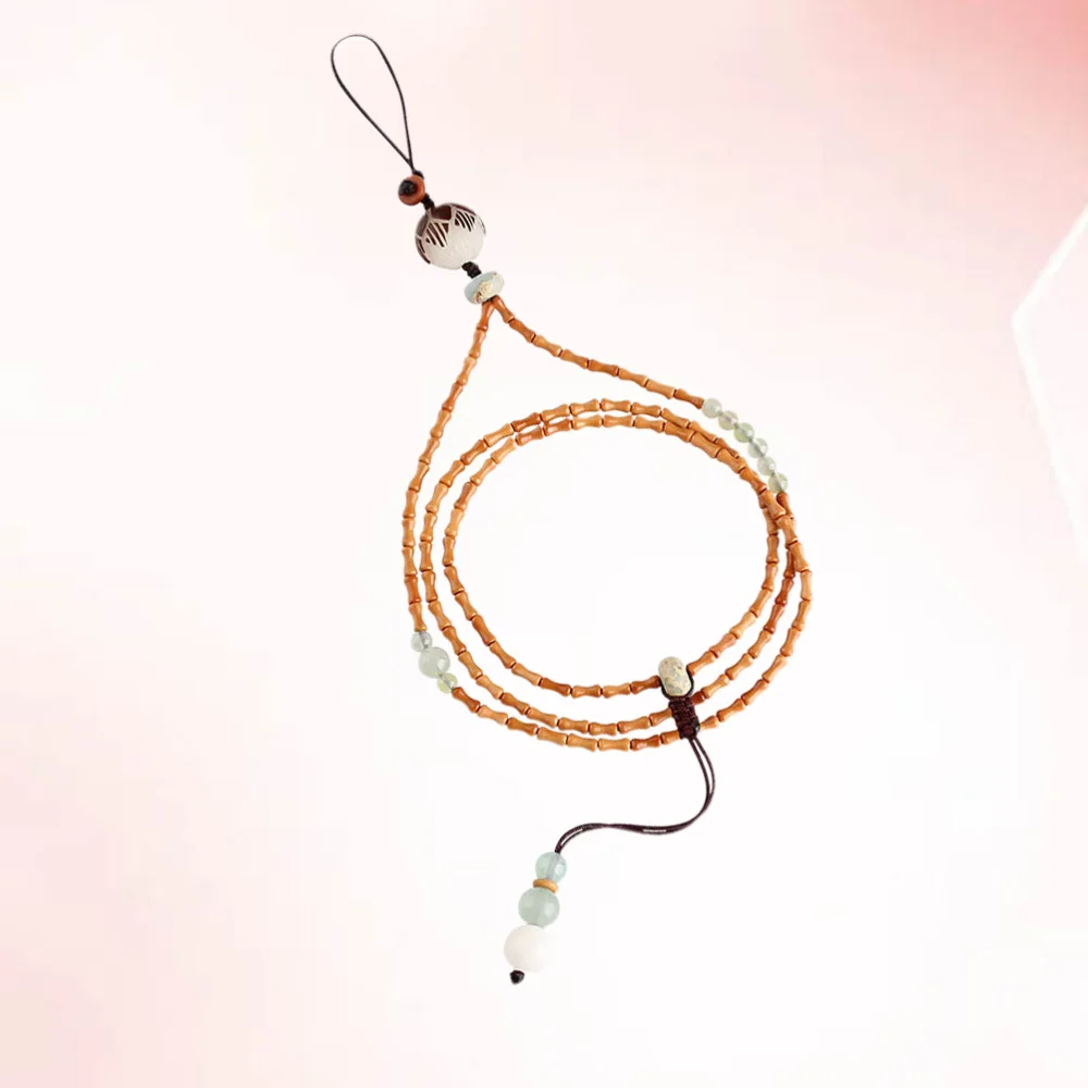 

Chinese Style Olive Core Bamboo Joint Shape Cellphone Chain Phone Lanyard Necklace Rope