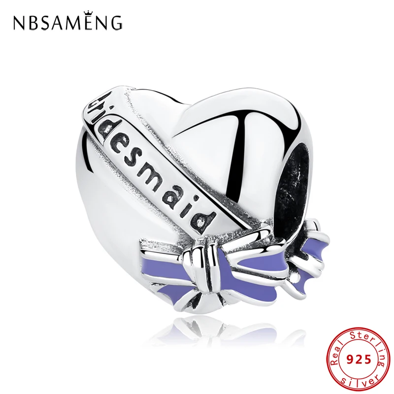 Бусины из стерлингового серебра 925 романтические браслеты для подружки невесты с