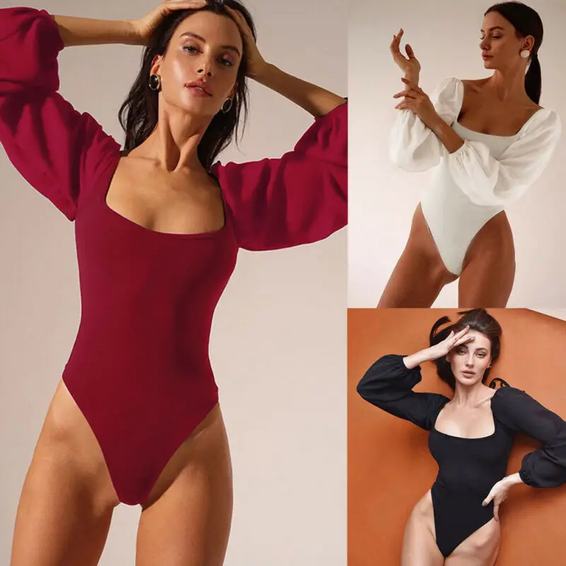 Сексуальные женские повседневные Лоскутные сетчатые пышные боди с длинными