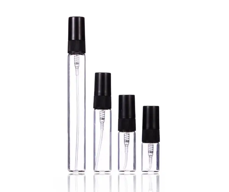 

700Pcs 2ml 3ml 5ml 10ml Spray Bottle Perfume Fragrance Scent Vials Fine mist Atomizer Empty Transparent Glass Essential oil SN