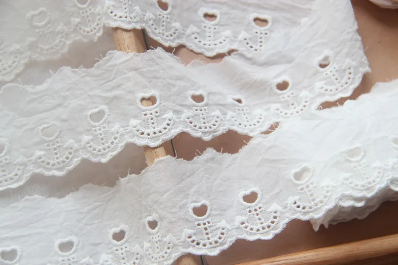 

5 ярдов/партия, хлопковая вышитая кружевная отделка в форме сердца, 4,5 см, тканевые аксессуары X1135