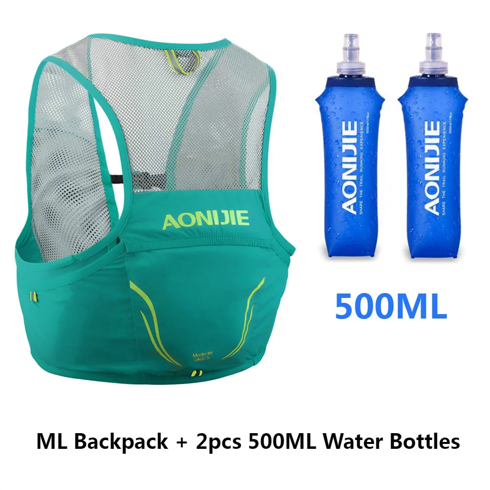 MintGreen ML Bottles AONIJIE легкий рюкзак для бега нейлоновая сумка 500 мл мягкая фляжка для велоспорта марафон Портативный Сверхлегкий походный мешок 2,5 л - Цвет: MintGreen ML Bottles