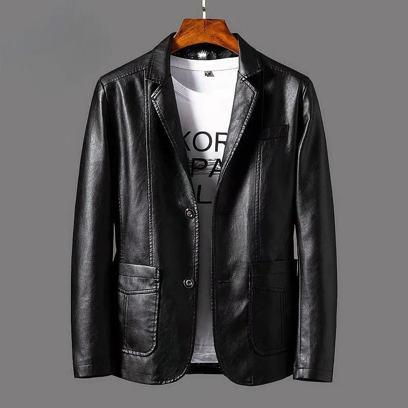 

Leather Suit 2021 Spring and Autumn Men's New Business Coat Young Middle-aged Leather Men's Jacket Men