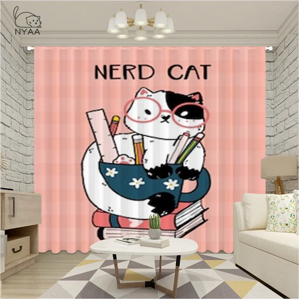 Занавески с изображением милого кота для гостиной занавески животных спальни