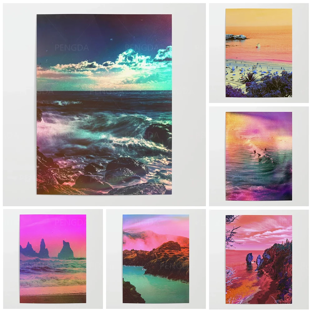 Hd-принты красочная пляжная Картина на холсте домашний декор естественный пейзаж