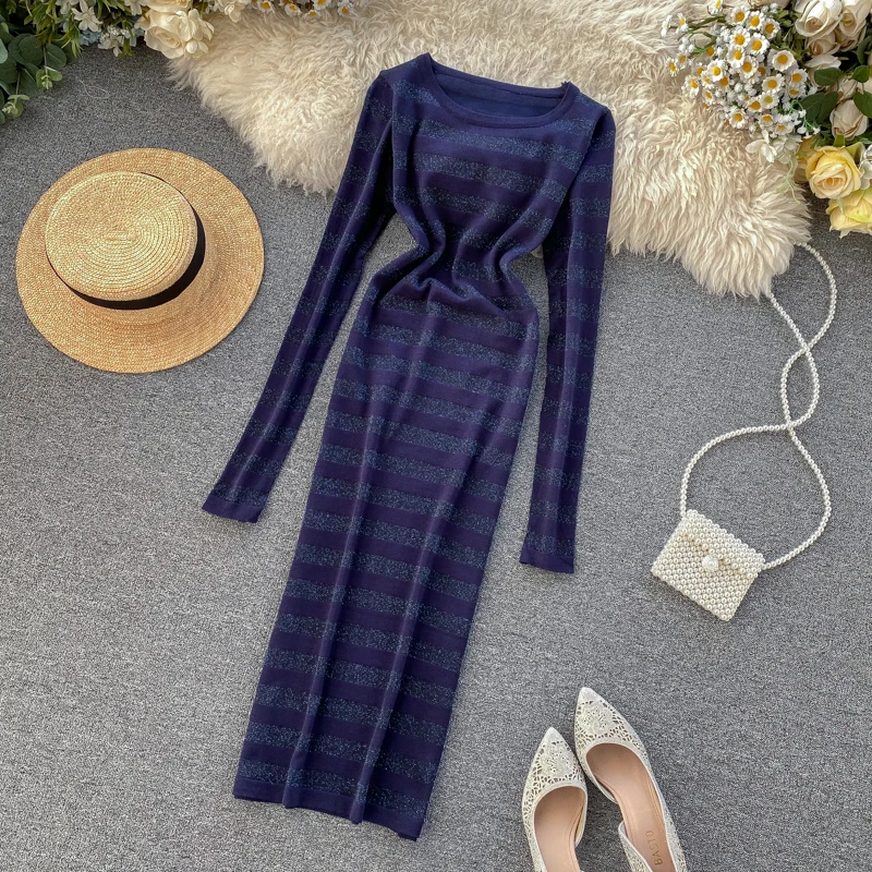 Новинка 2020 весна осень женское платье с круглым вырезом длинным рукавом на