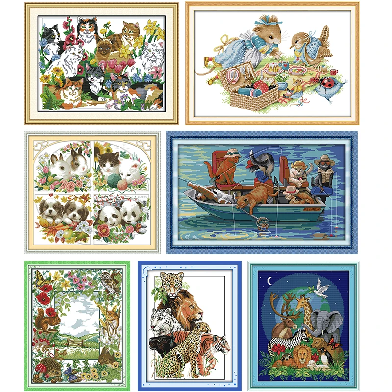 Набор для вышивки крестиком серии Animal World 11CT 14CT с напечатанным рисунком рукоделие